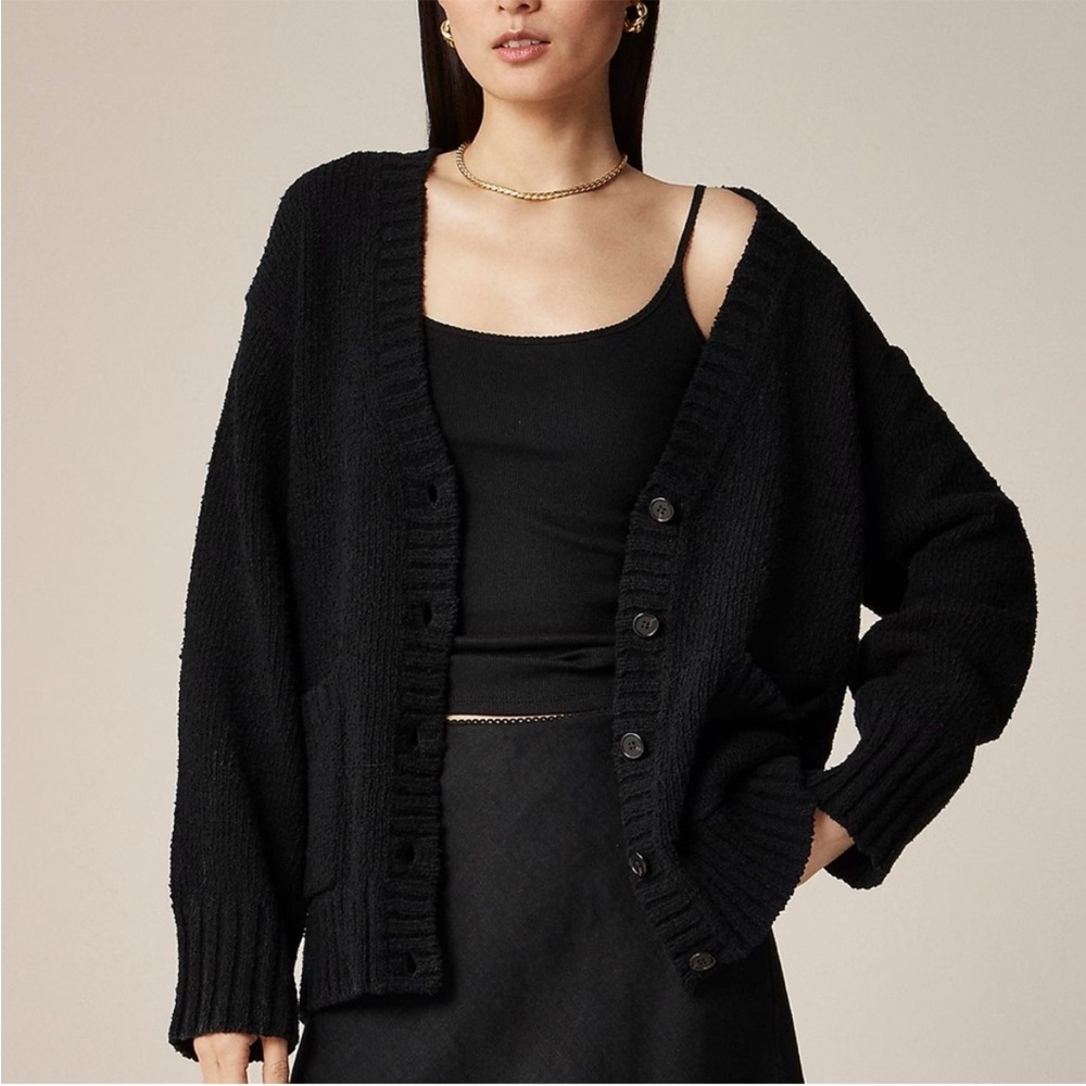 J. Crew Women's Marina Button Down Black Cardigan Sweater